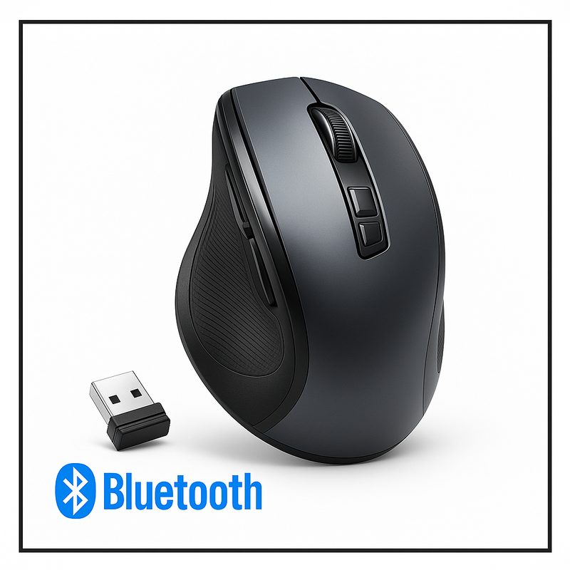 Mouse Sem Fio Silencioso, Ergonômico, Com Bluetooth + Wifi 2.4 GHz,4000 DPI