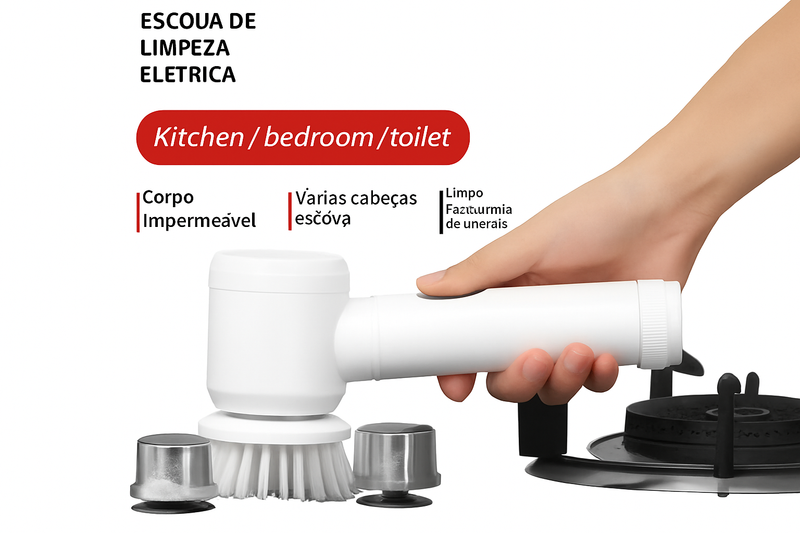 5-in-1 Electric Cleaning Brush, Cordless Cleaner for Kitchen and Bathroom.