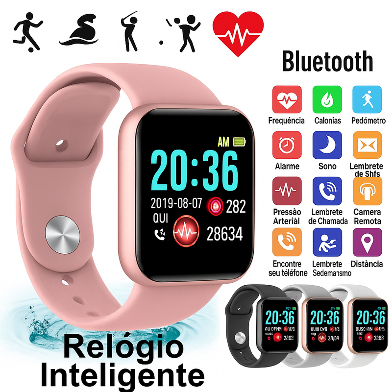 Relógio inteligente , relógio de pulso conectado via Bluetooth, reprodutor de música, fitness, esportivo, pulseira, monitor de sono, relógios digitais
