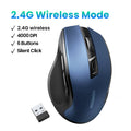Mouse Sem Fio Silencioso, Ergonômico, Com Bluetooth + Wifi 2.4 GHz,4000 DPI