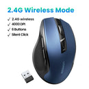 Silent, Ergonomic Wireless Mouse, with Bluetooth + Wifi 2.4 GHz, 4000 DPI.