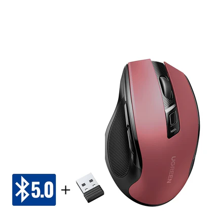 Mouse Sem Fio Silencioso, Ergonômico, Com Bluetooth + Wifi 2.4 GHz,4000 DPI