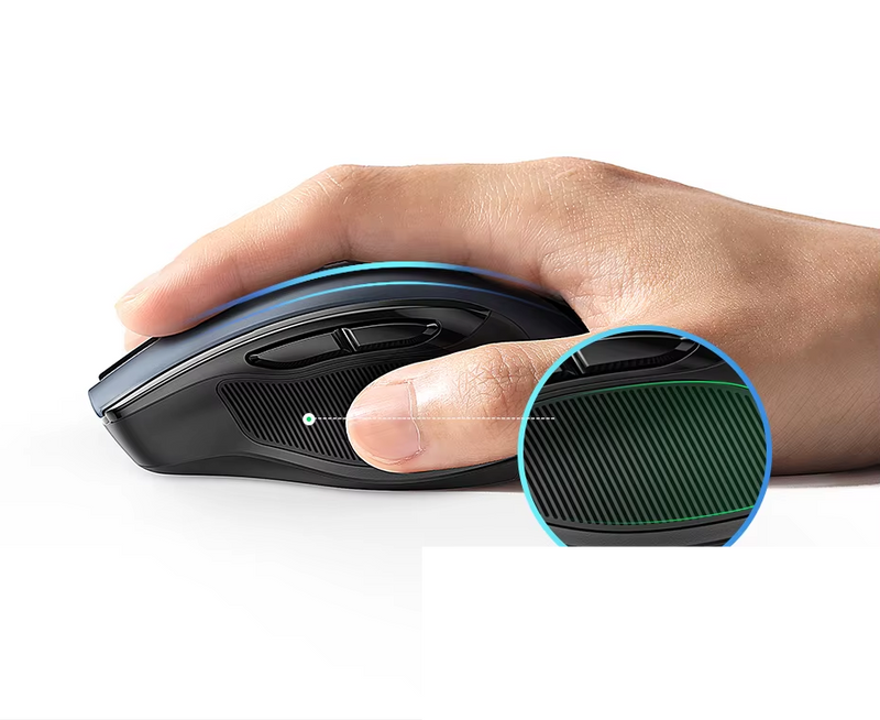 Mouse Sem Fio Silencioso, Ergonômico, Com Bluetooth + Wifi 2.4 GHz,4000 DPI